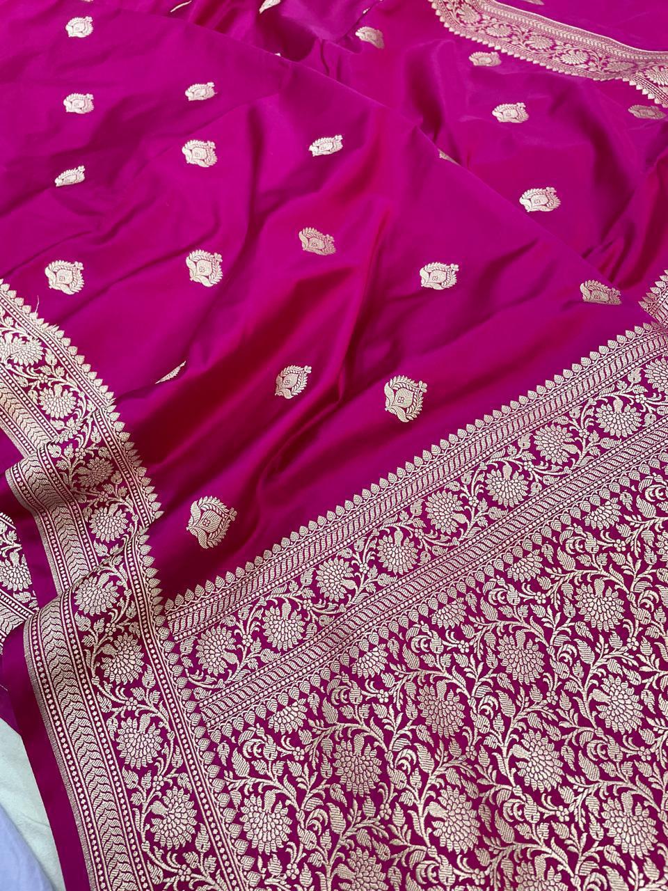 Pure Banarasi Mashru Silk Saree With Zari work