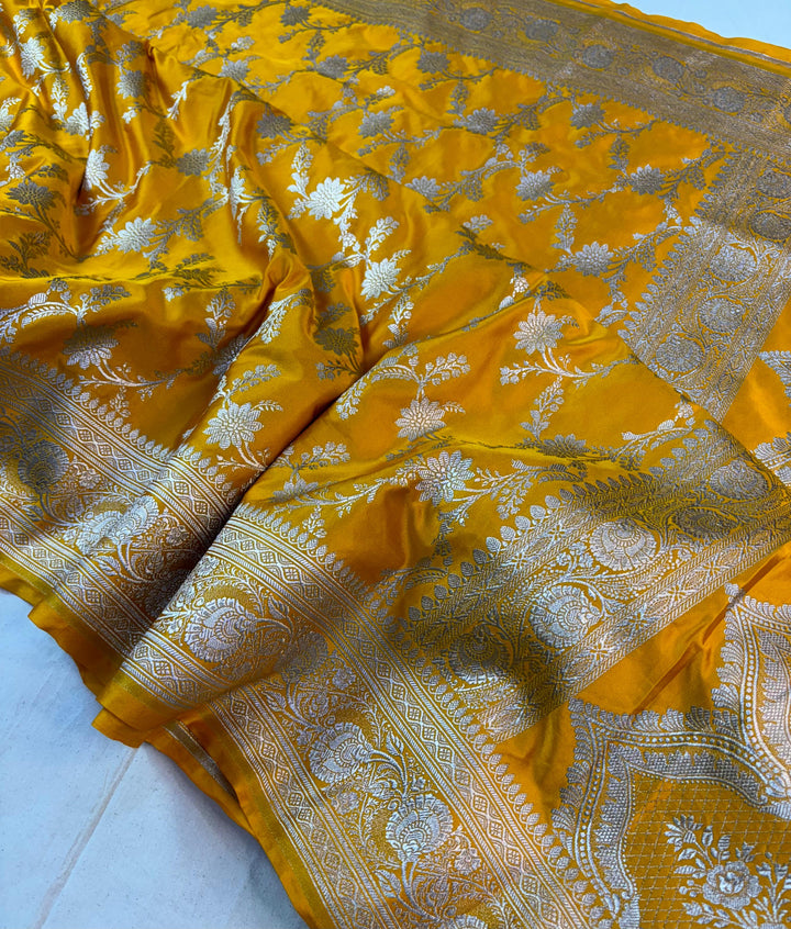 Pure Banarasi Mashru Silk Saree With Zari work