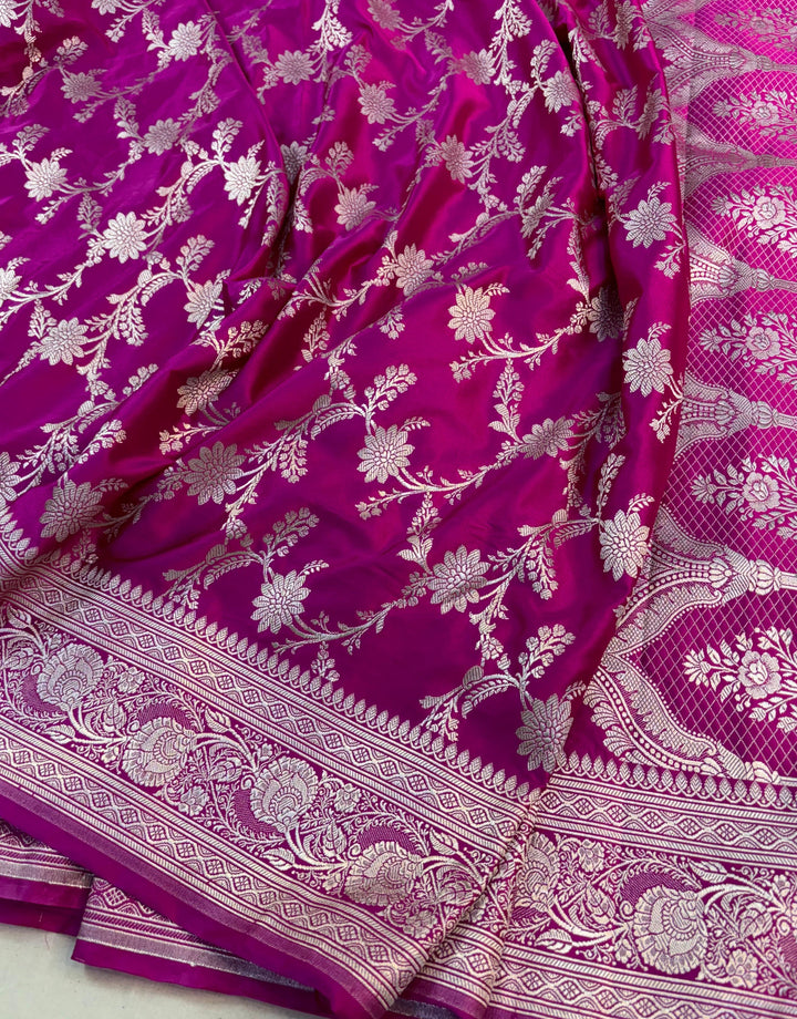 Pure Banarasi Mashru Silk Saree With Zari work