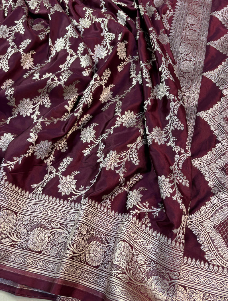 Pure Banarasi Mashru Silk Saree With Zari work