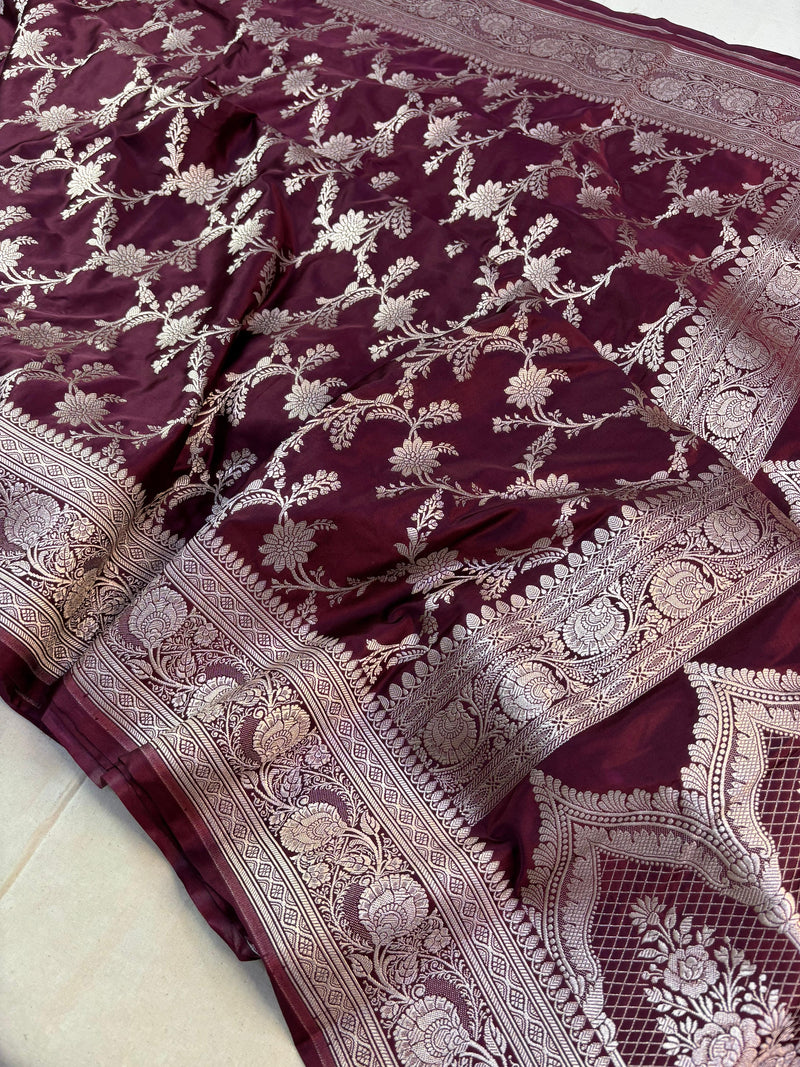 Pure Banarasi Mashru Silk Saree With Zari work