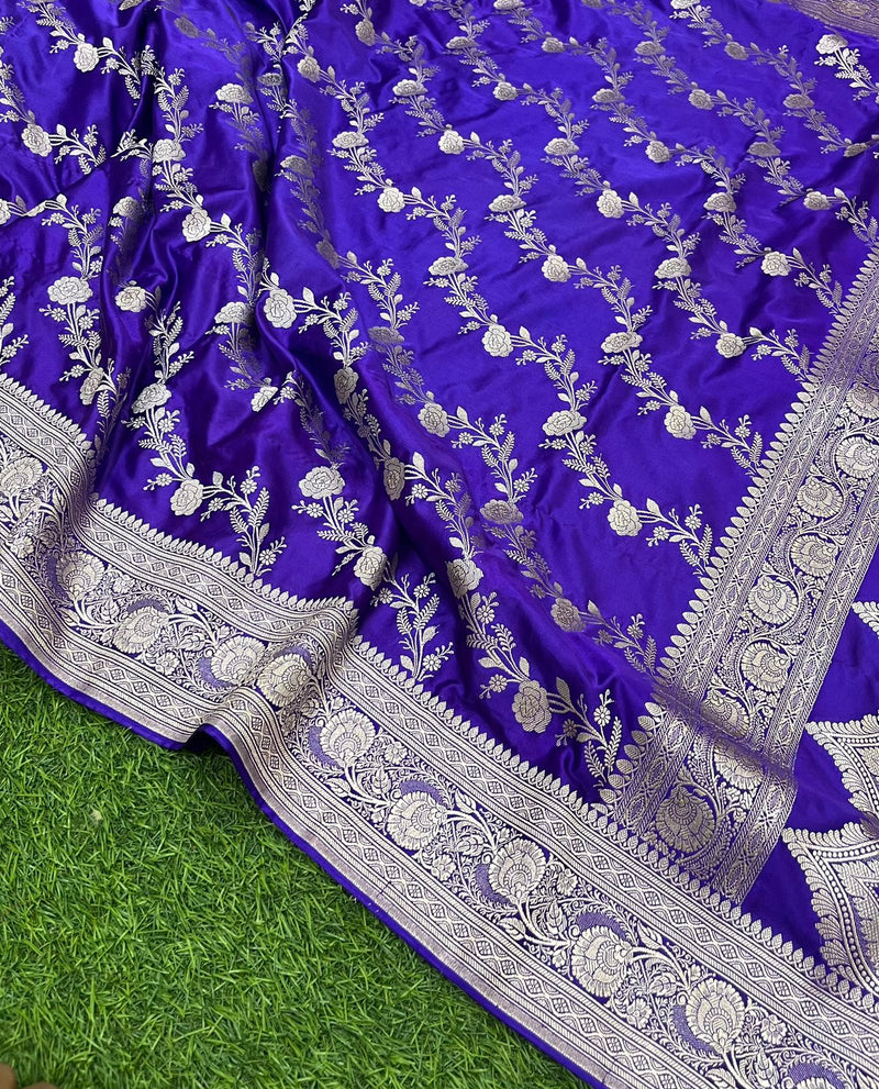 Pure Banarasi Mashru Silk Saree With Zari work