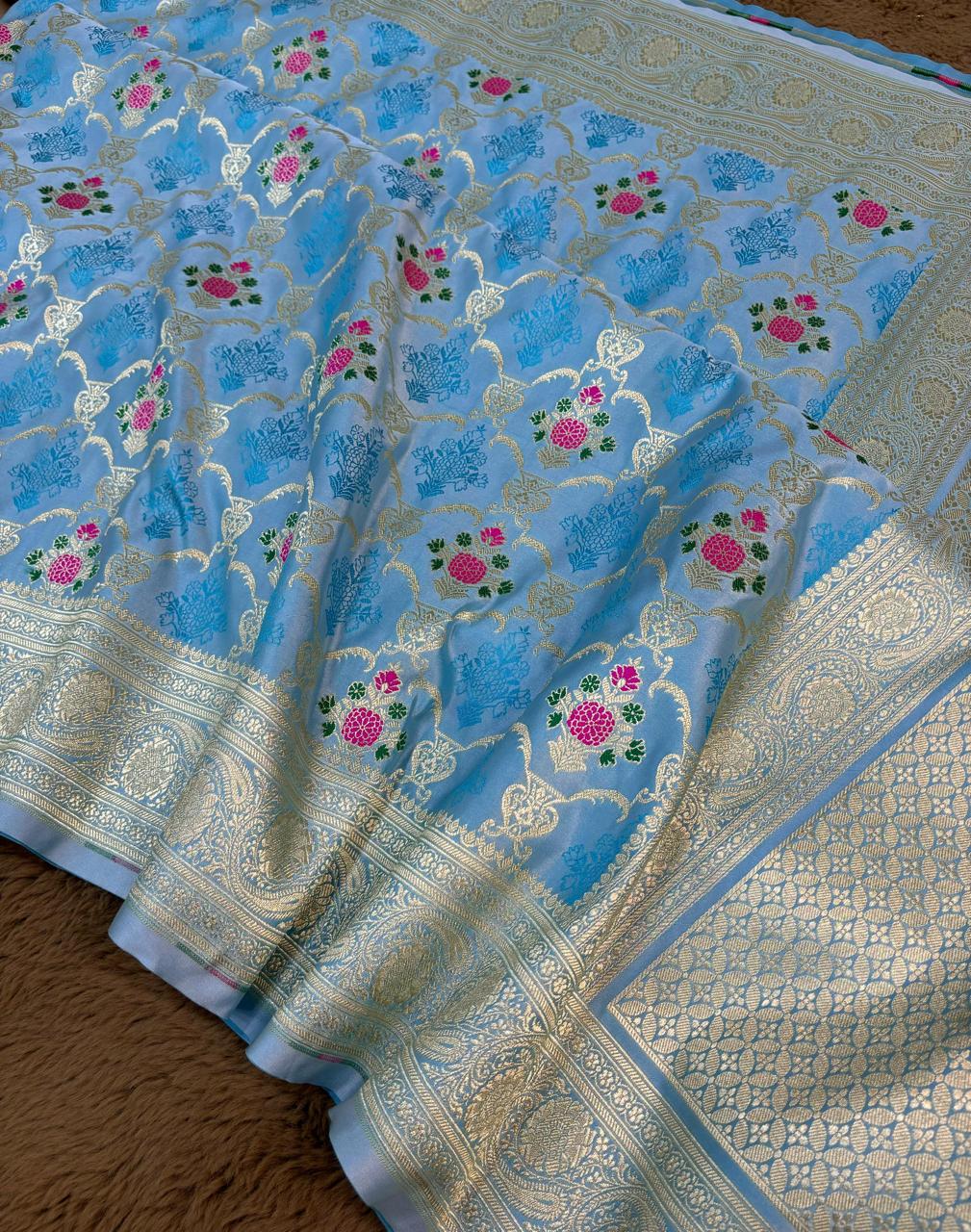 Pure Banarasi Mashru Silk Saree With all over tilfi work