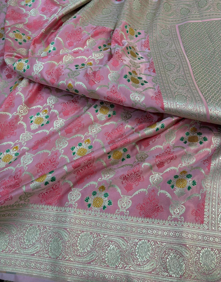 Pure Banarasi Mashru Silk Saree With all over tilfi work