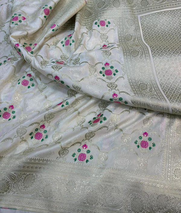 Pure Banarasi Mashru Silk Saree With all over tilfi work