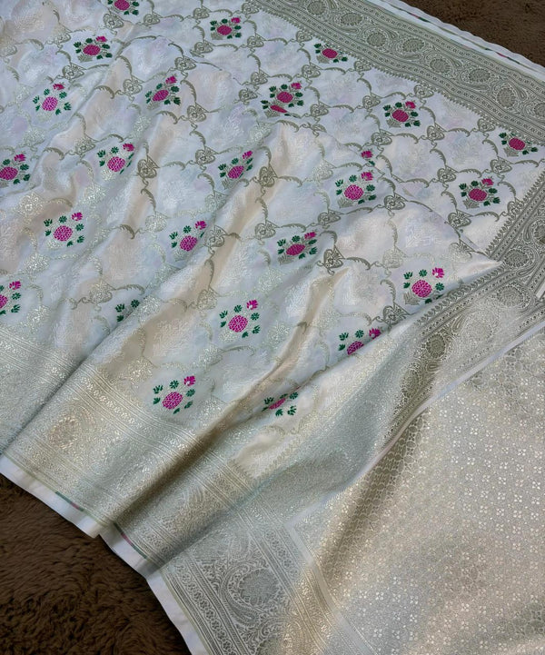 Pure Banarasi Mashru Silk Saree With all over tilfi work