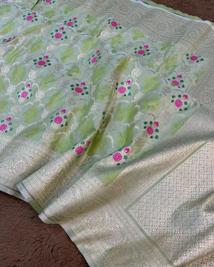 Pure Banarasi Mashru Silk Saree With all over tilfi work