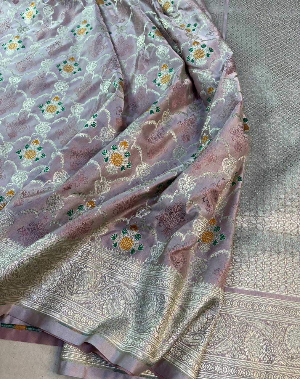 Pure Banarasi Mashru Silk Saree With all over tilfi work