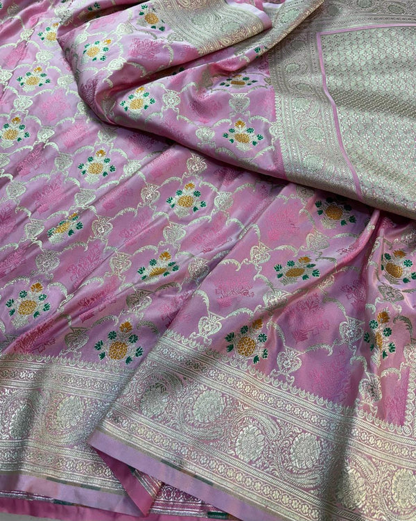 Pure Banarasi Mashru Silk Saree With all over tilfi work