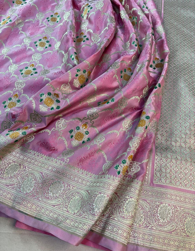 Pure Banarasi Mashru Silk Saree With all over tilfi work