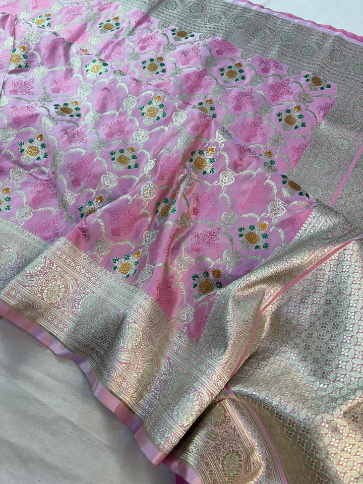 Pure Banarasi Mashru Silk Saree With all over tilfi work