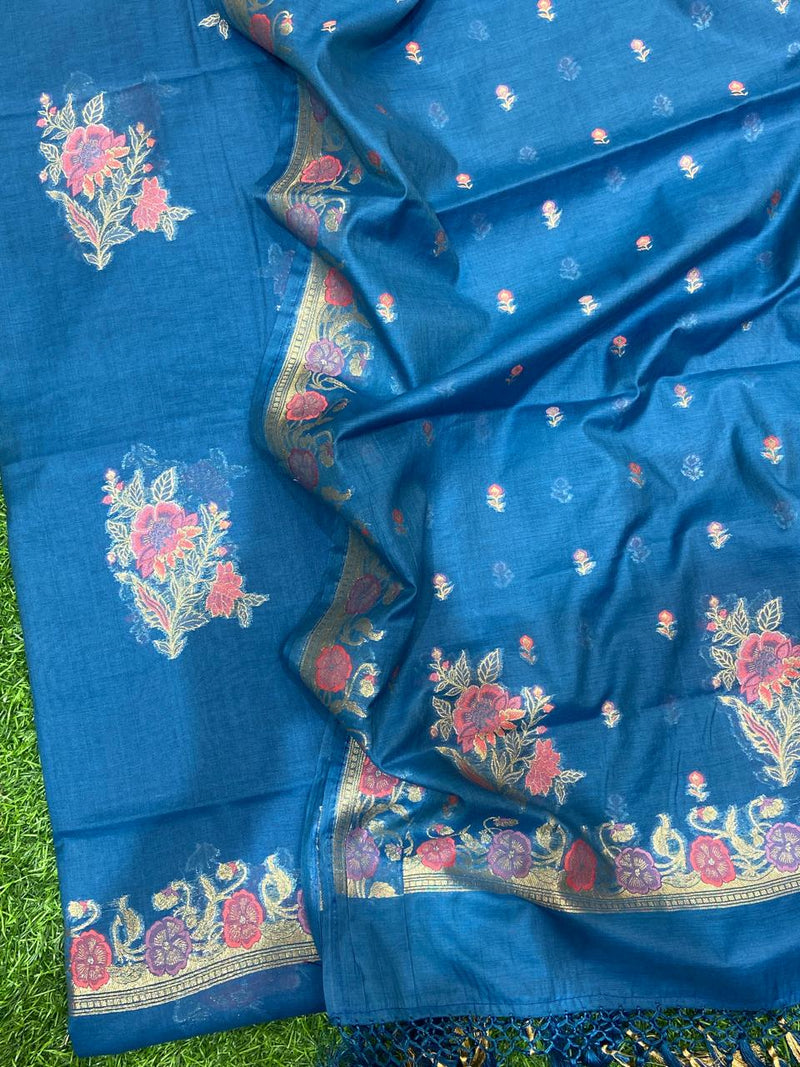 Pure Banarasi Patola Weaved Unstitched Suit with Beautiful Zari Work