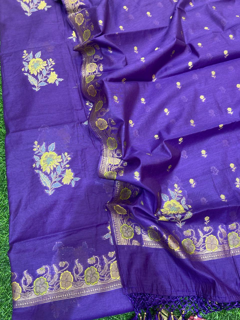 Pure Banarasi Patola Weaved Unstitched Suit with Beautiful Zari Work