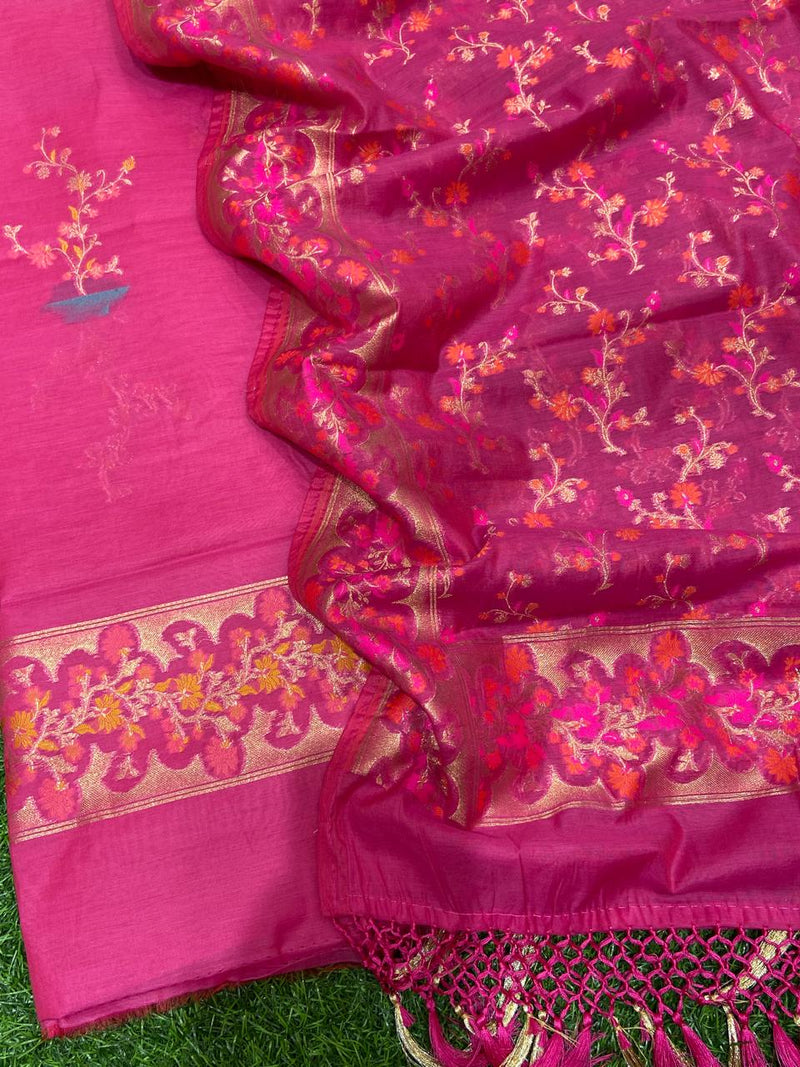 Pure Banarasi Patola Weaved Unstitched Suit with Beautiful Zari Work