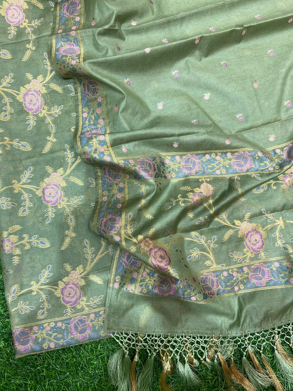 Pure Banarasi Patola Weaved Unstitched Suit with Beautiful Zari Work