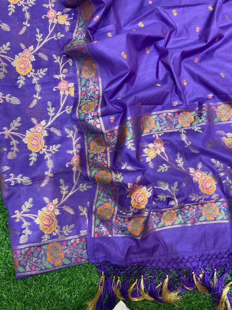 Pure Banarasi Patola Weaved Unstitched Suit with Beautiful Zari Work