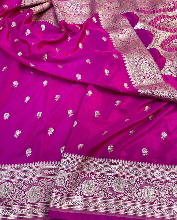 Pure Banarasi Mashru Silk Saree With zari work pallu