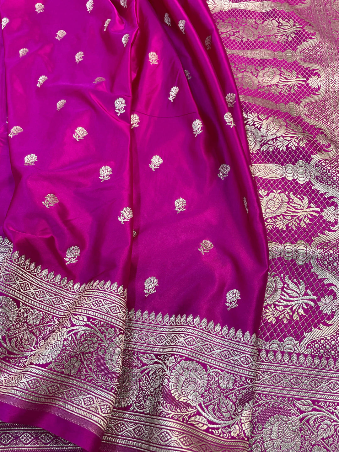 Pure Banarasi Mashru Silk Saree With zari work pallu