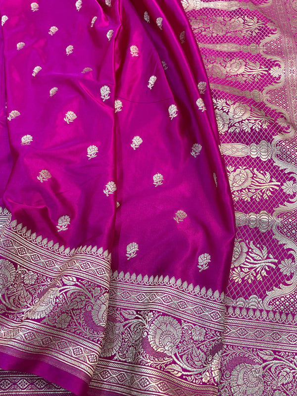 Pure Banarasi Mashru Silk Saree With zari work pallu