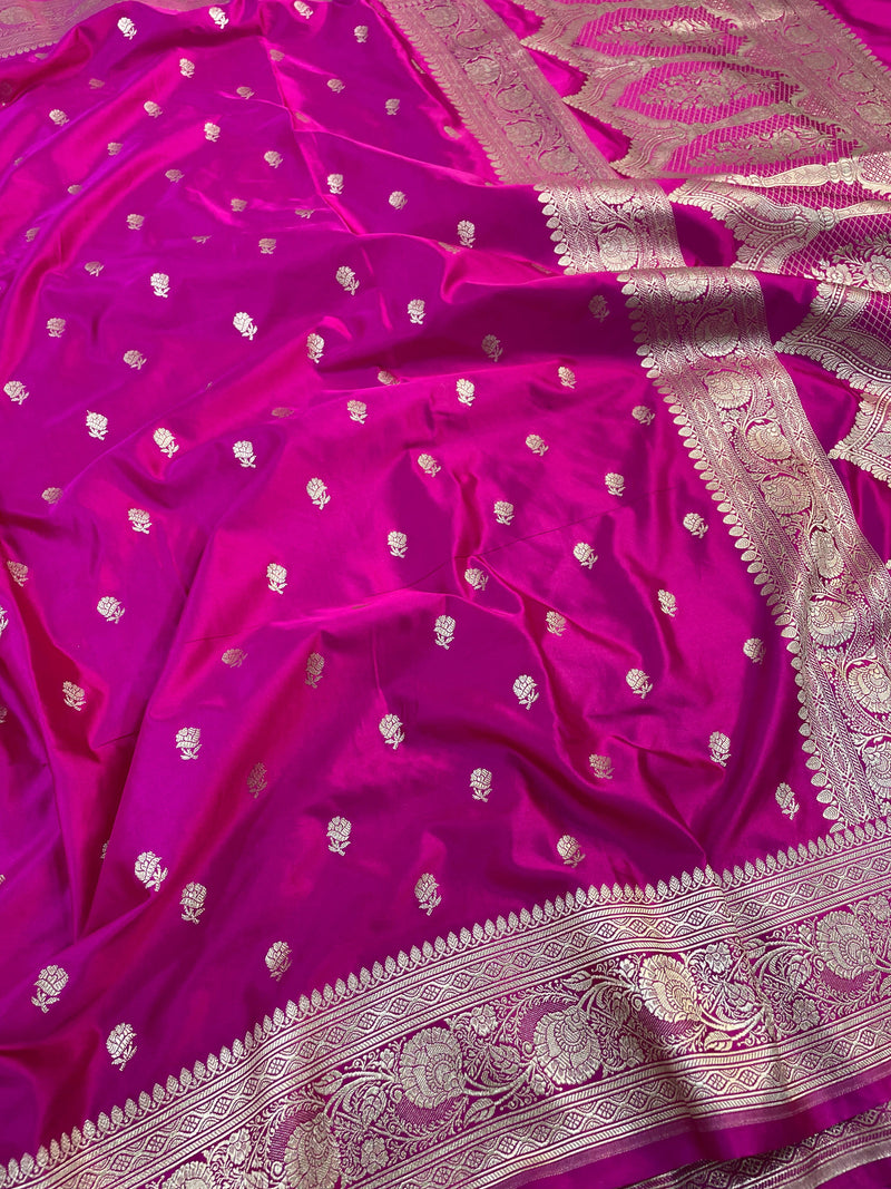 Pure Banarasi Mashru Silk Saree With zari work pallu