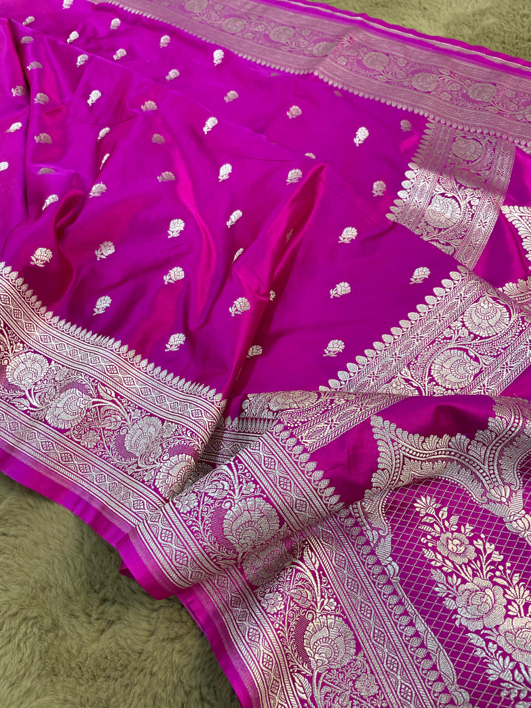 Pure Banarasi Mashru Silk Saree With zari work pallu