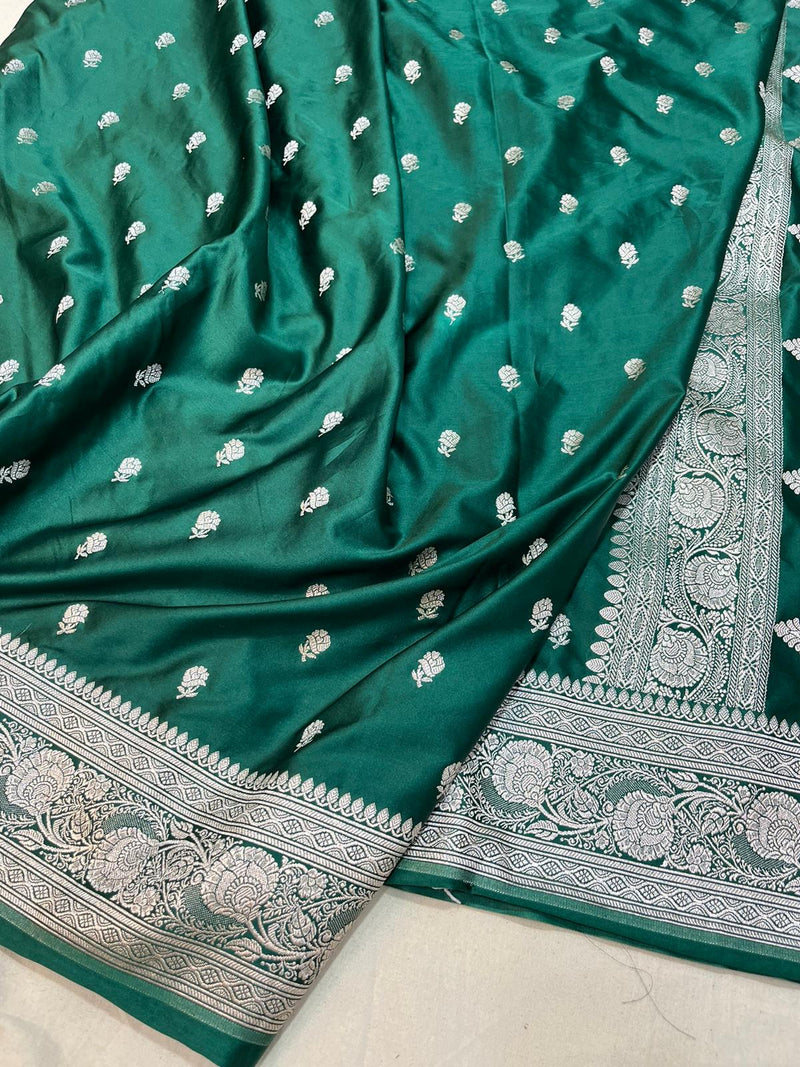 Pure Banarasi Mashru Silk Saree With zari work pallu