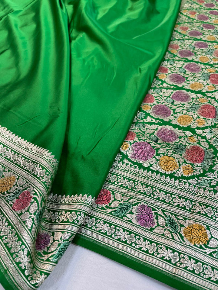 Pure Banarasi Mashru Silk Saree With Meenakari zari work pallu