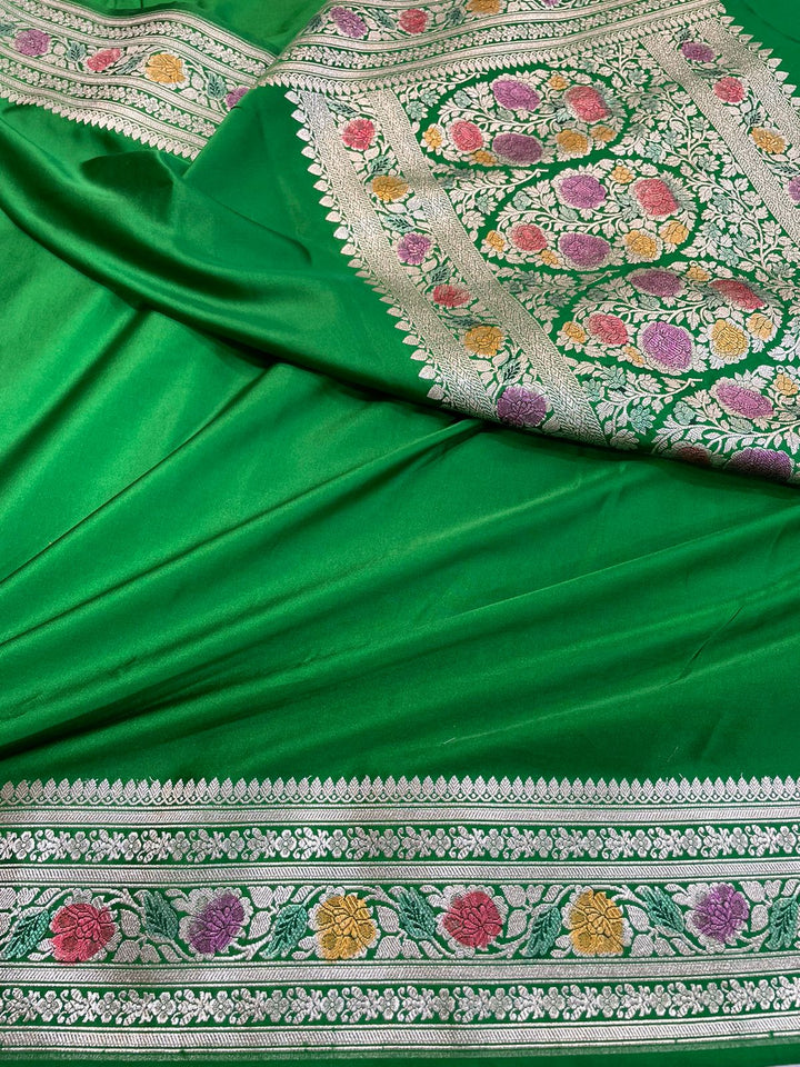 Pure Banarasi Mashru Silk Saree With Meenakari zari work pallu