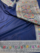 Pure Banarasi Mashru Silk Saree With Meenakari zari work pallu