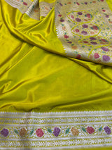 Pure Banarasi Mashru Silk Saree With Meenakari zari work pallu