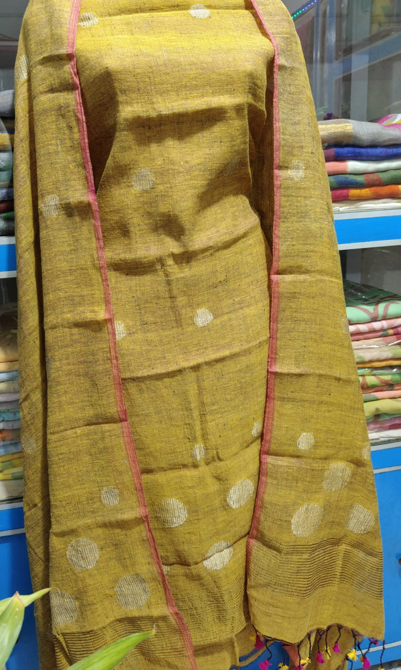 Pure Linen Tissue Jamdani Weaved 2pc unstitched suit