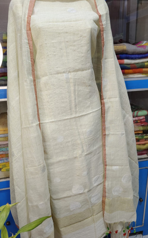 Pure Linen Tissue Jamdani Weaved 2pc unstitched suit