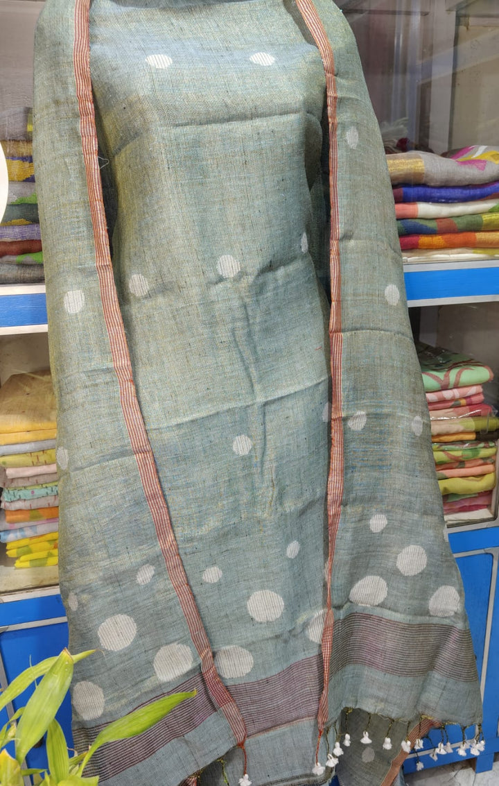 Pure Linen Tissue Jamdani Weaved 2pc unstitched suit