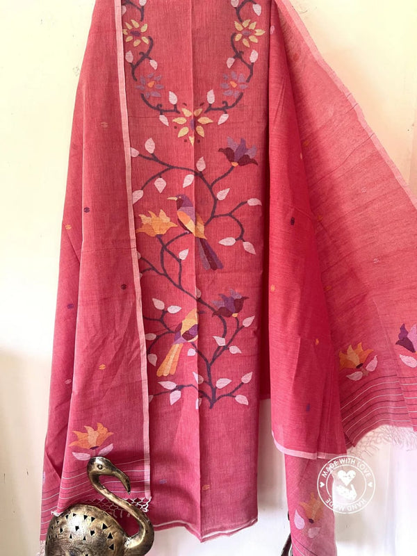 Pure Cotton by Cotton jamdani Weaved 2pc Unstitched Suit