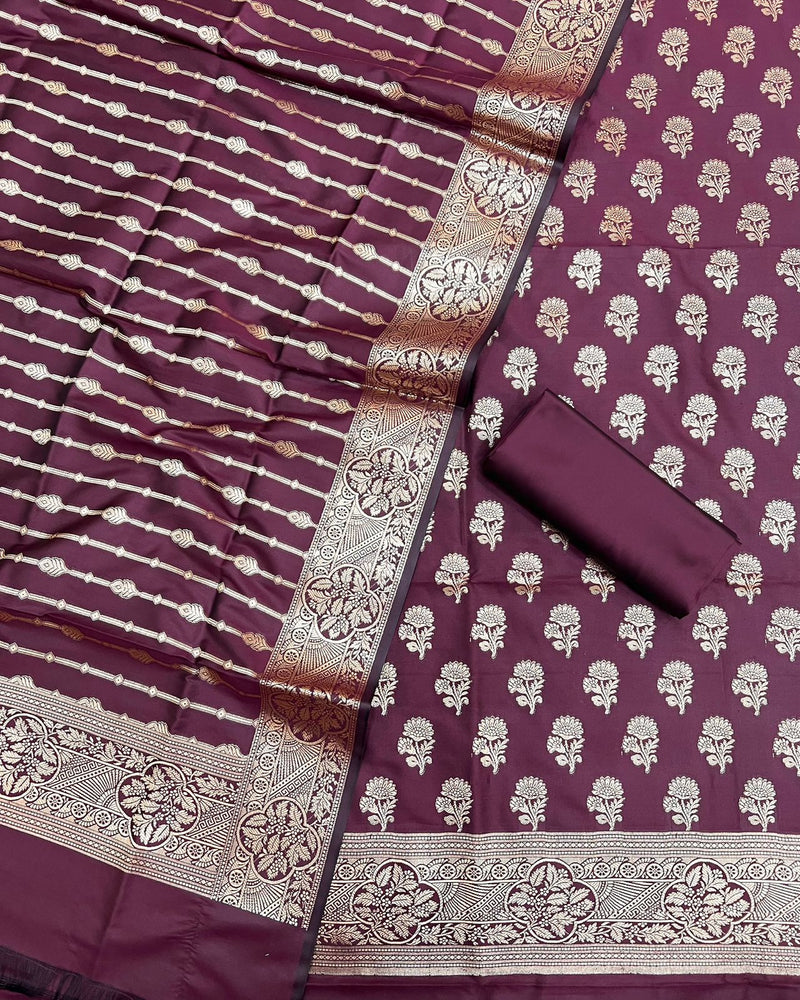 Exclusive Banarasi Silk 3pc Unstitched Suit