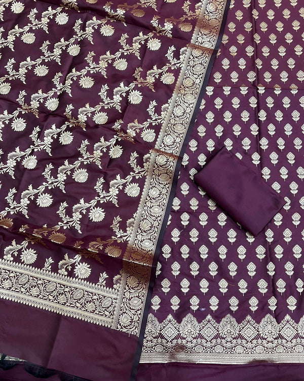 Exclusive Banarasi Silk 3pc Unstitched Suit