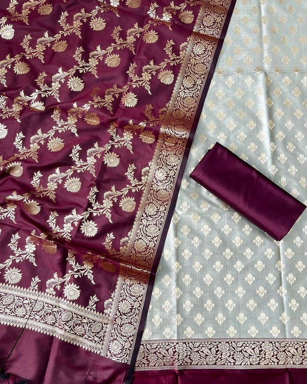 Exclusive Banarasi Silk 3pc Unstitched Suit