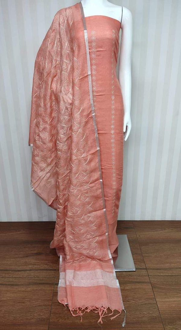 Premium Quality Bhagalpuri Slub Linen 3 Pc Unstitched Suit