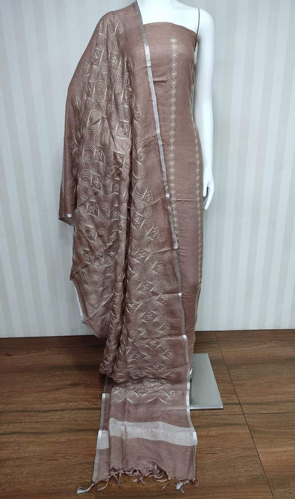 Premium Quality Bhagalpuri Slub Linen 3 Pc Unstitched Suit