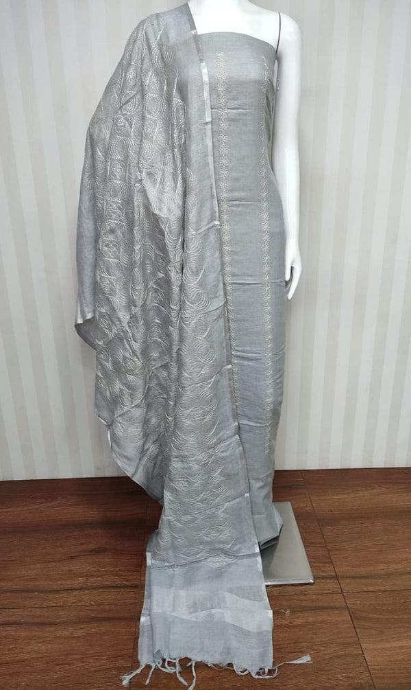 Premium Quality Bhagalpuri Slub Linen 3 Pc Unstitched Suit