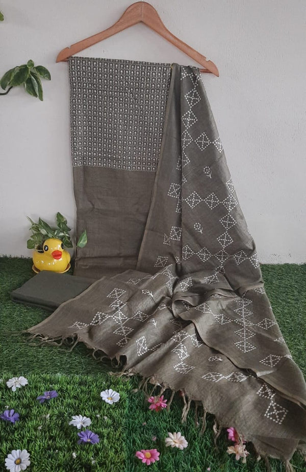 Premium Quality Bhagalpuri Slub Linen 3 Pc Unstitched Suit