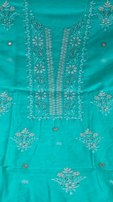 Pure Chanderi Silk 70 gm with Beautiful hand chikankari work embellished with moti work 2PC unstitched Suit