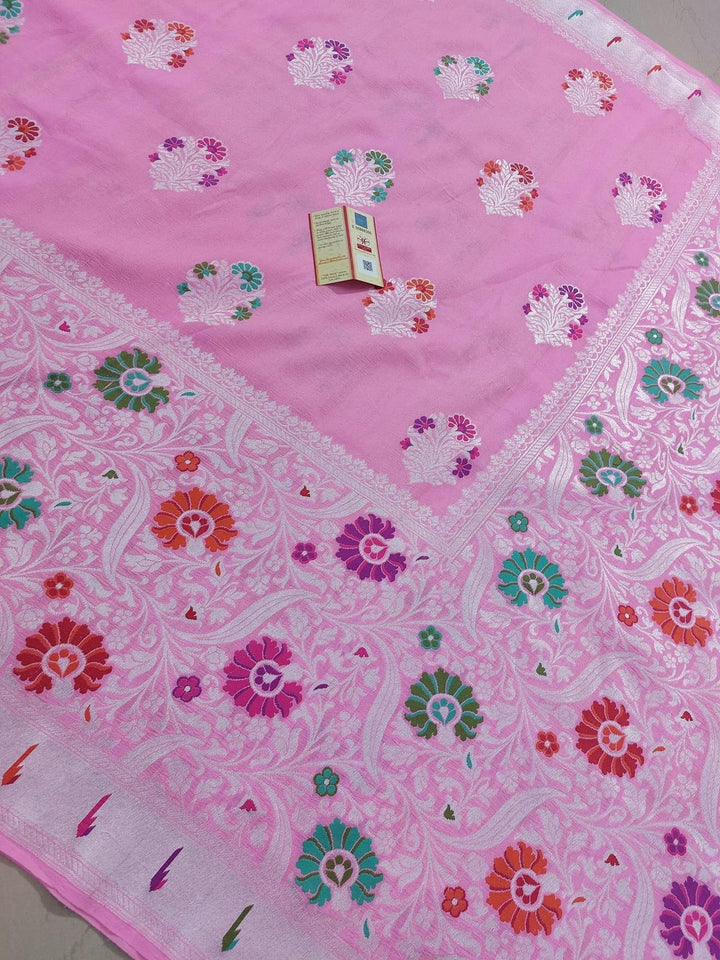 Pure Banarasi Handloom Tussar Silk Saree With Beautiful Paitheni and Zari Work