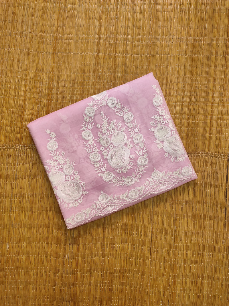 Pure Organza Silk Saree with Torani Style Scalloped Embroidery Work Saree