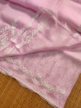 Pure Organza Silk Saree with Torani Style Scalloped Embroidery Work Saree