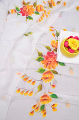 Exclusive design Organza Hand painted 3 pc Unstitched Suit