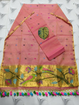 Pure Muslin Cotton Jamdani weaved 2 Pc Unstitched Suit with Paithani border