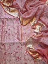 Pure Banarasi Tissue Silk Unstitched Suit With Crushed Tissue dupatta