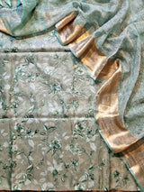 Pure Banarasi Tissue Silk Unstitched Suit With Crushed Tissue dupatta