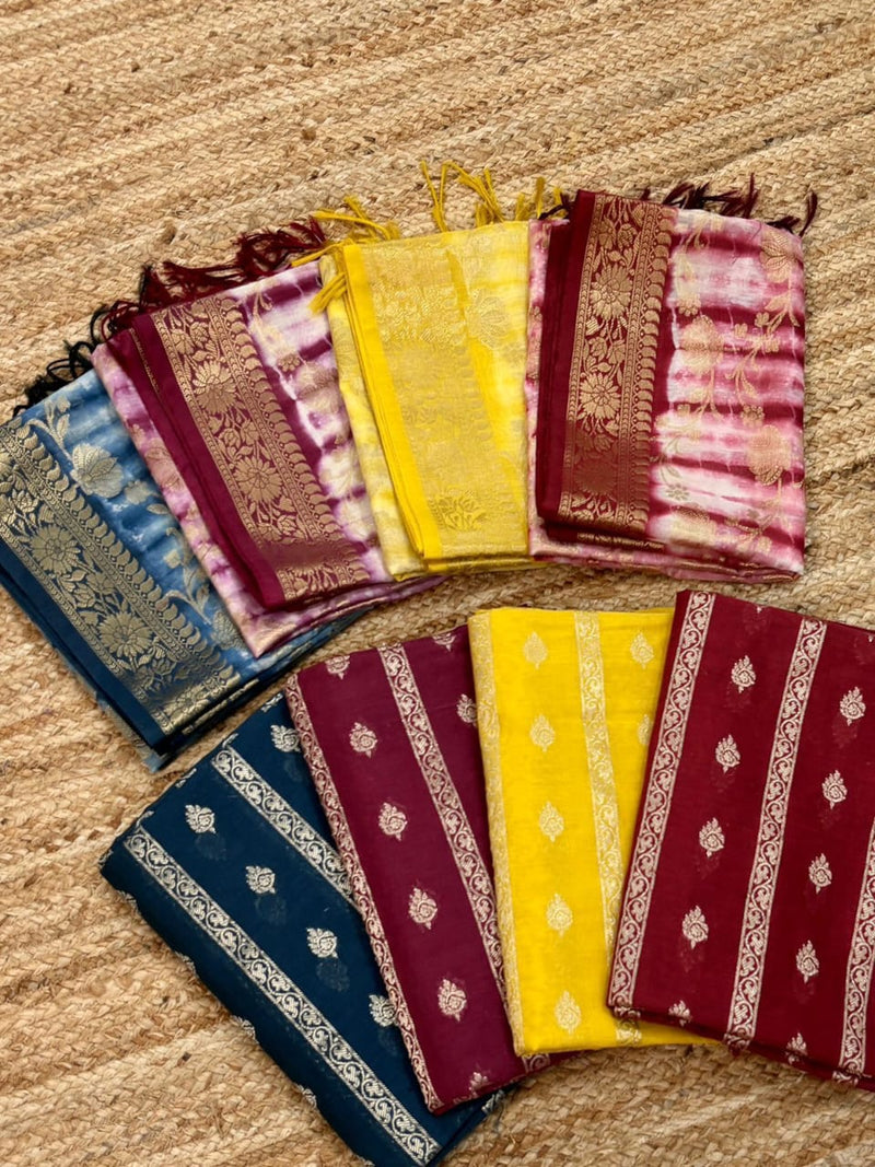 Exclusive Banarasi chanderi Silk Unstitched Suit with Zari Weaving